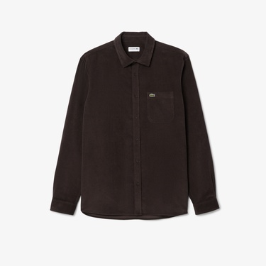  Lacoste Erkek Regular Fit Kadife Kahverengi Gömlek
