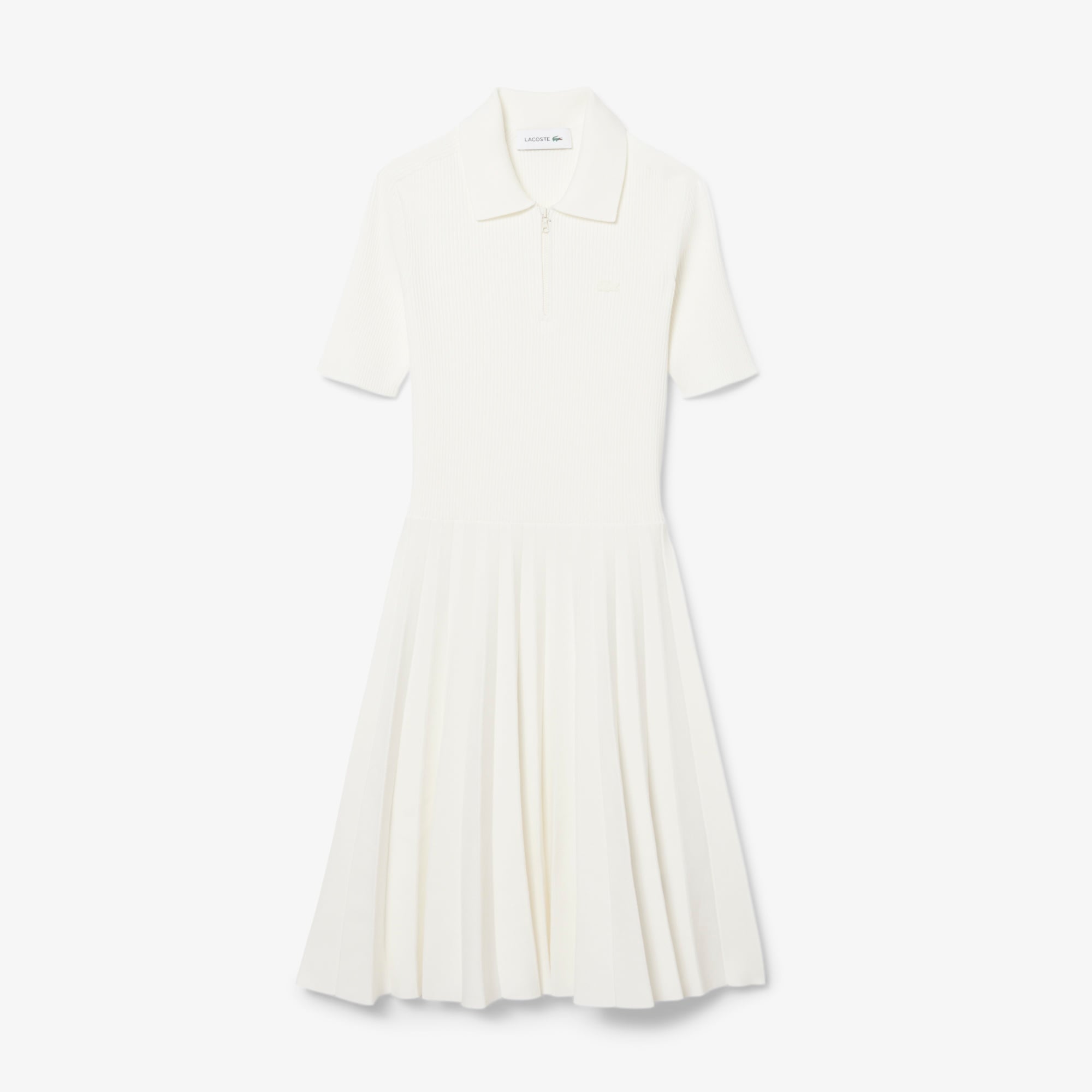 Lacoste Kadın Relaxed Fit Kısa Kollu Polo Yaka Beyaz Elbise