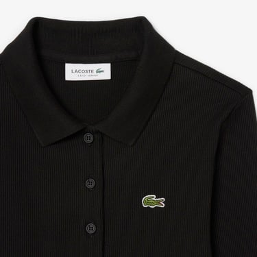  Lacoste L.12.D Kadın Slim Fit Uzun Kollu Siyah Polo