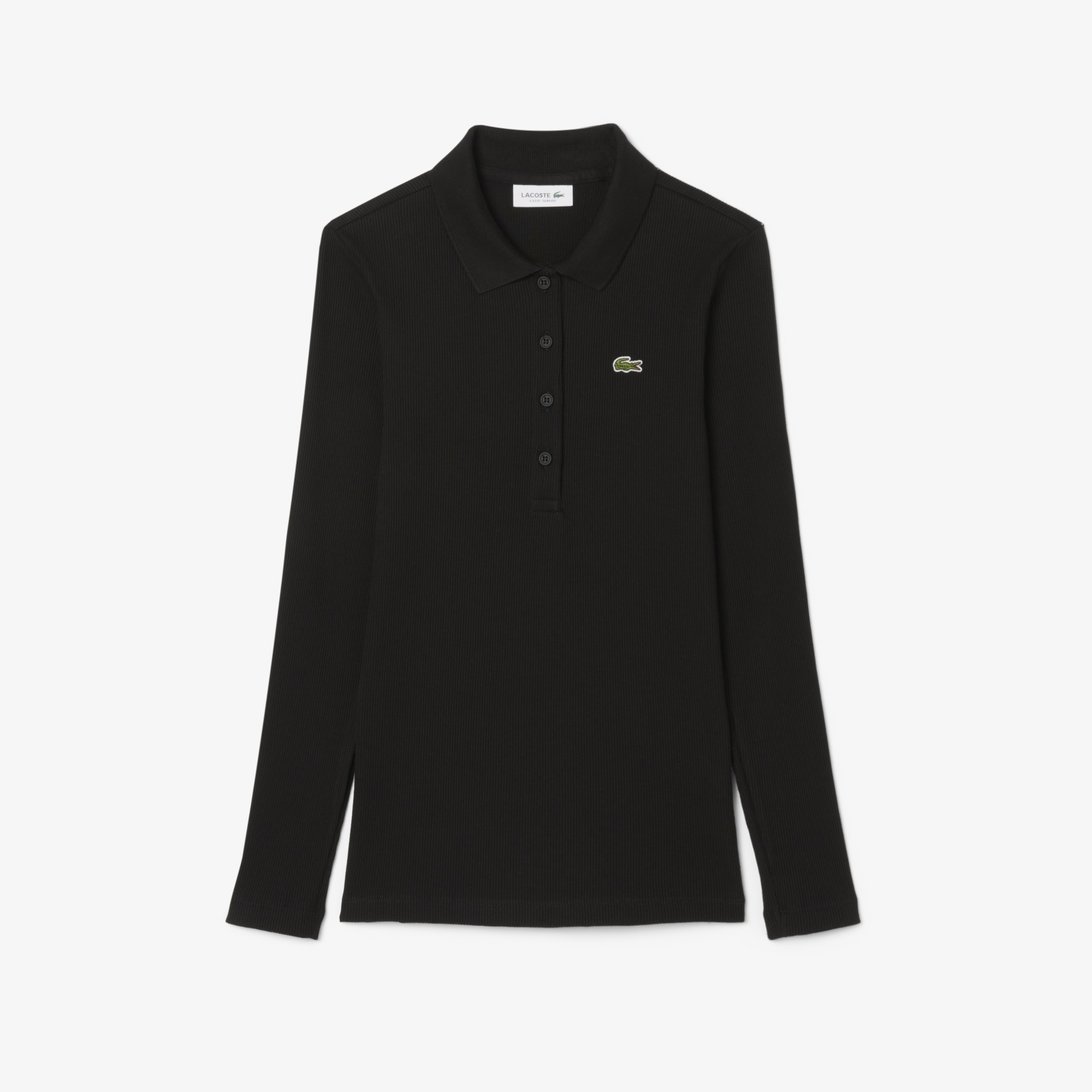 Lacoste L.12.D Kadın Slim Fit Uzun Kollu Siyah Polo