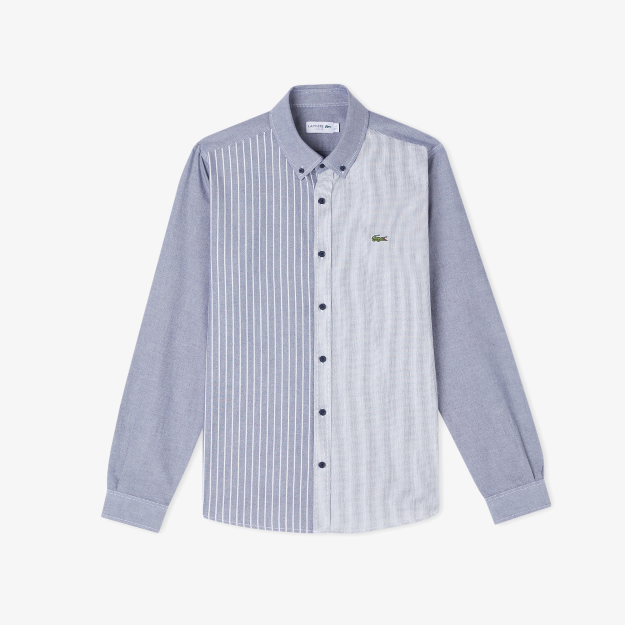 Lacoste Erkek Slim Fit Düğmeli Yaka Renk Bloklu Lacivert Gömlek