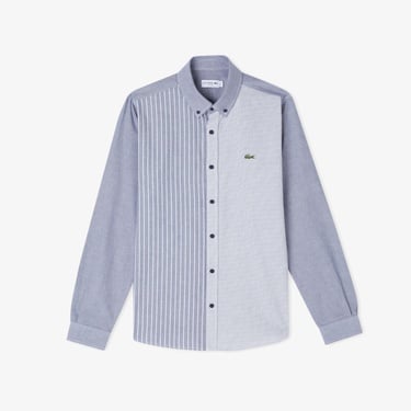  Lacoste Erkek Slim Fit Düğmeli Yaka Renk Bloklu Lacivert Gömlek