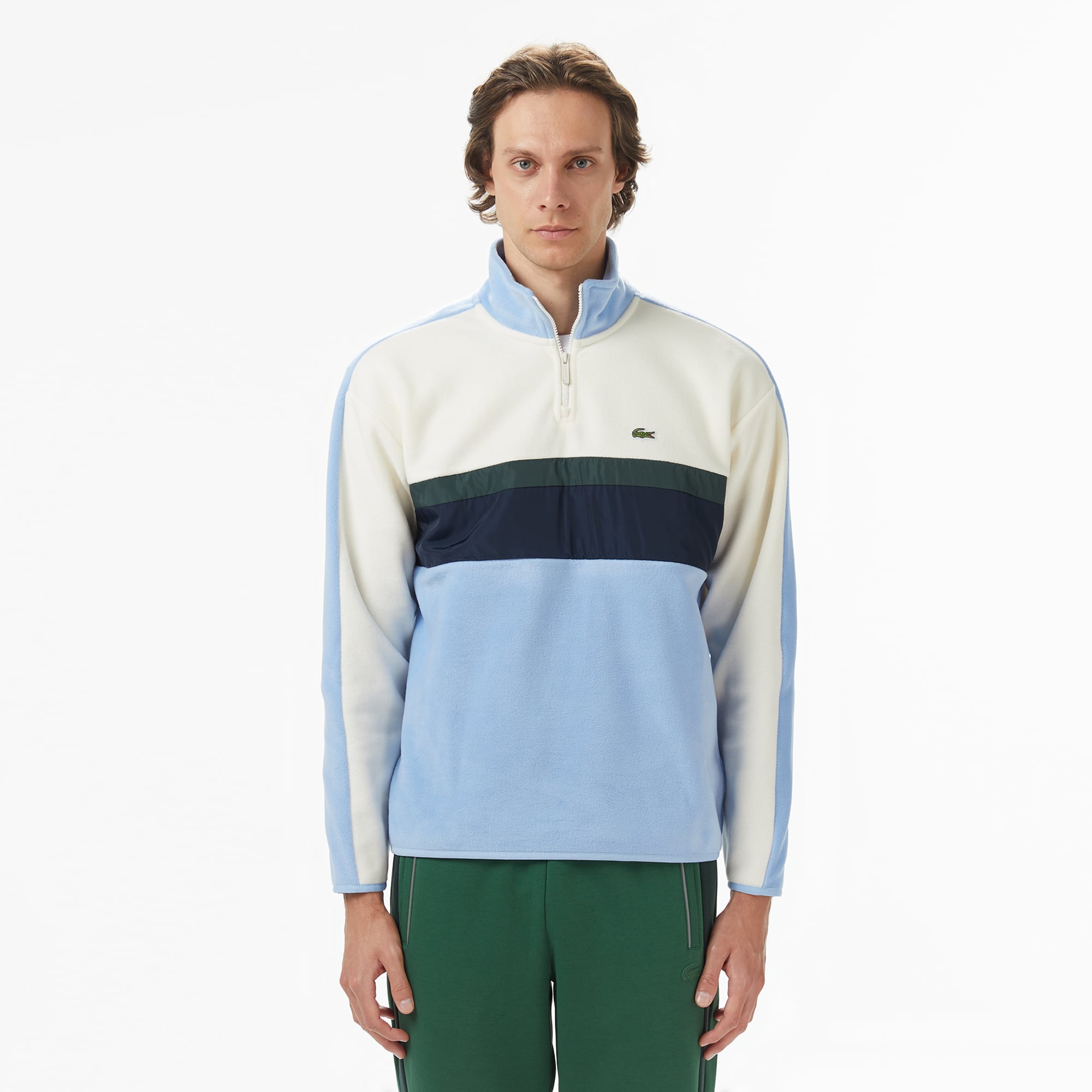  Lacoste Erkek Loose Fit Renk Bloklu Açık Mavi Sweatshirt