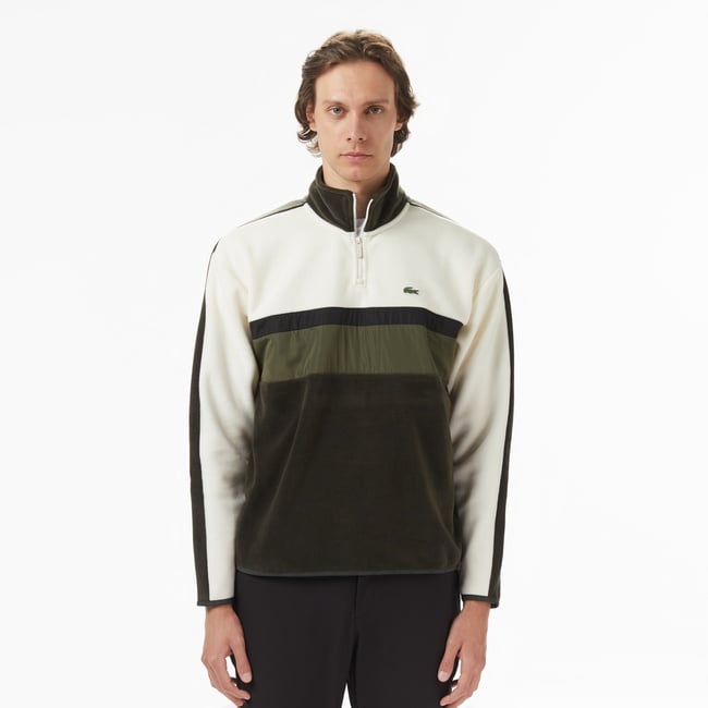  Lacoste Erkek Loose Fit Renk Bloklu Haki Sweatshirt