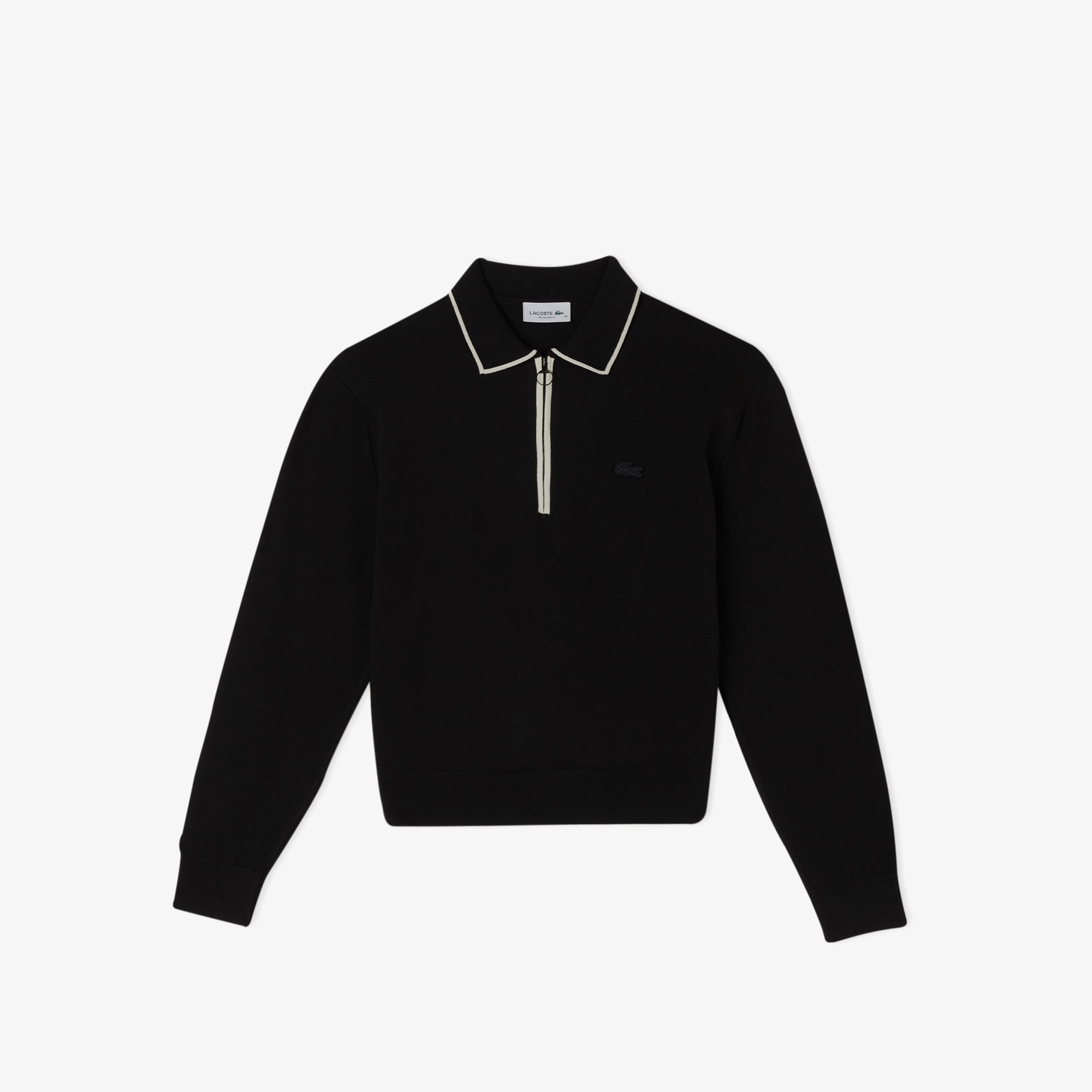 Lacoste Kadın Regular Fit Polo Yaka Siyah Kazak