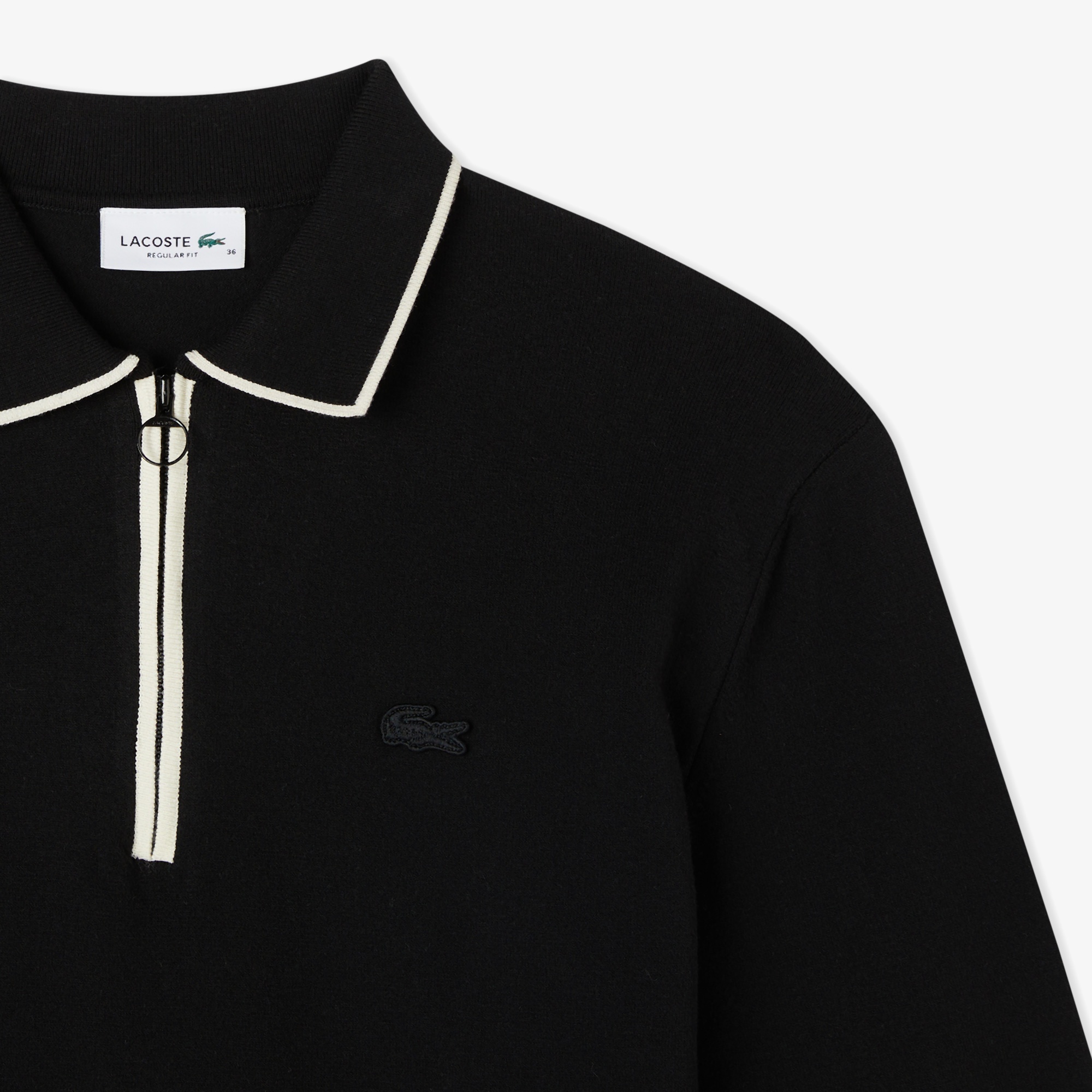 Lacoste Kadın Regular Fit Polo Yaka Siyah Kazak