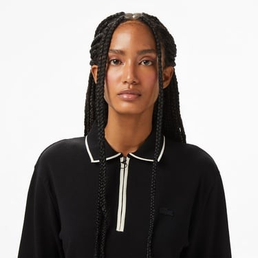  Lacoste Kadın Regular Fit Polo Yaka Siyah Kazak