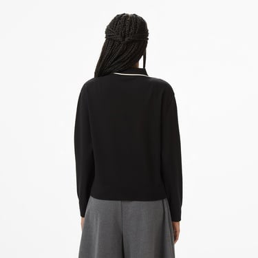  Lacoste Kadın Regular Fit Polo Yaka Siyah Kazak