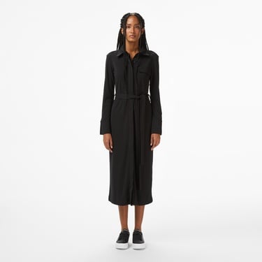  Lacoste Kadın Slim Fit Uzun Kollu Siyah Elbise