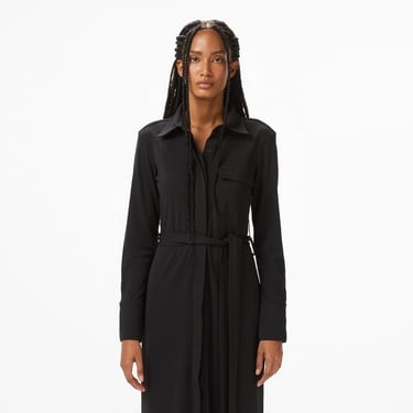  Lacoste Kadın Slim Fit Uzun Kollu Siyah Elbise