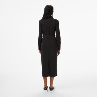  Lacoste Kadın Slim Fit Uzun Kollu Siyah Elbise