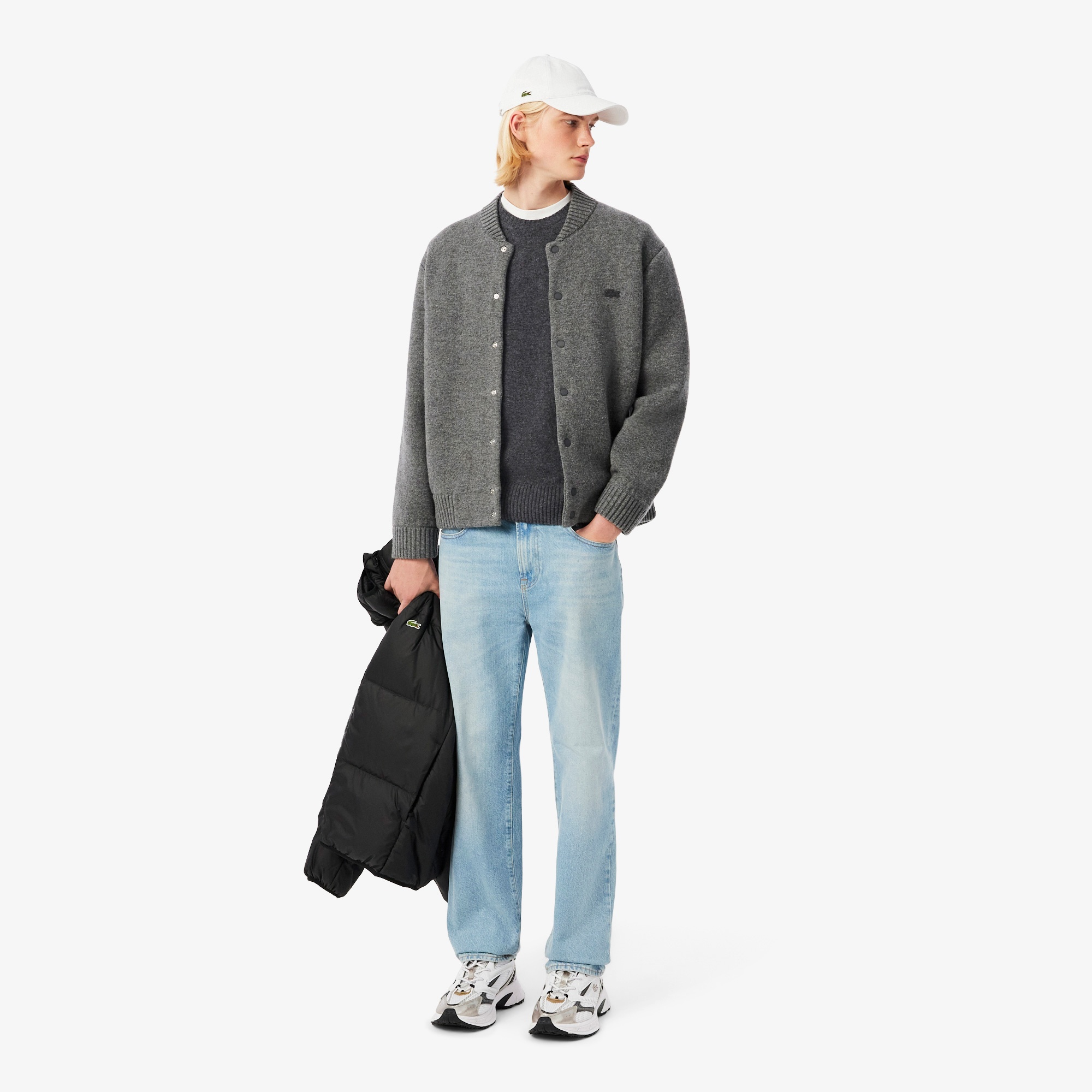 Lacoste Erkek Classic Fit Bisiklet Yaka Gri Kazak