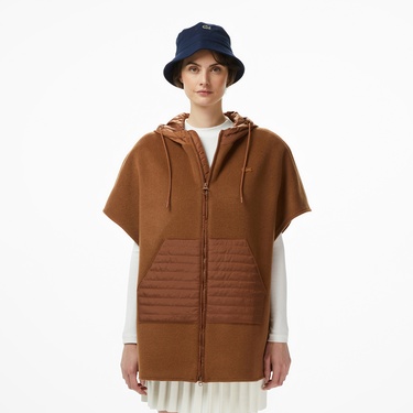  Lacoste Kadın Kapüşonlu Açık Kahverengi Mont