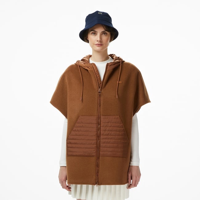  Lacoste Kadın Kapüşonlu Açık Kahverengi Mont