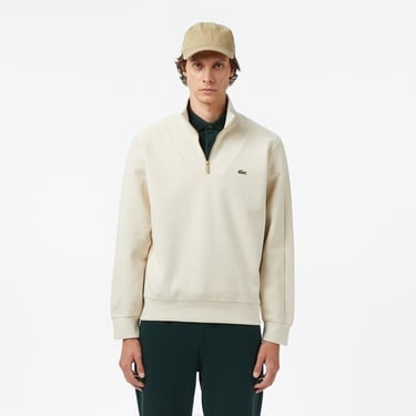  Lacoste Erkek Classic Fit Yarım Fermuarlı Krem Sweatshirt