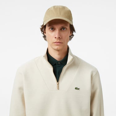  Lacoste Erkek Classic Fit Yarım Fermuarlı Krem Sweatshirt