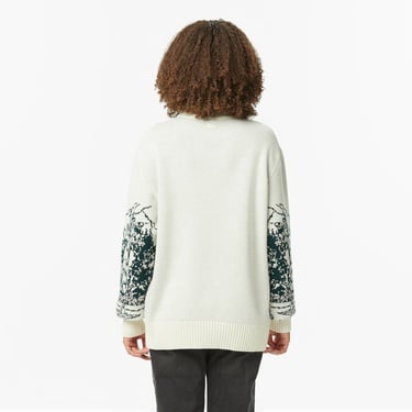  Lacoste Kadın Relaxed Fit Bisiklet Yaka Desenli Krem Kazak