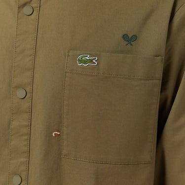  Lacoste Erkek Regular Fit Desenli Haki Gömlek