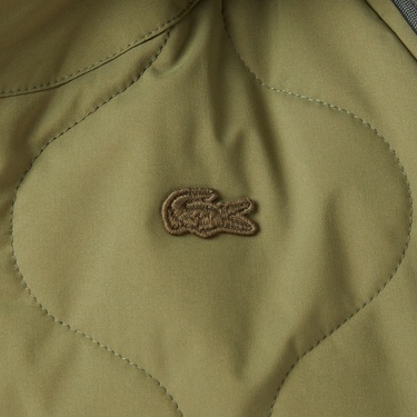  Lacoste Kadın Gömlek Yaka Baskılı Haki Ceket