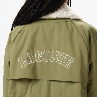  Lacoste Kadın Gömlek Yaka Baskılı Haki Ceket