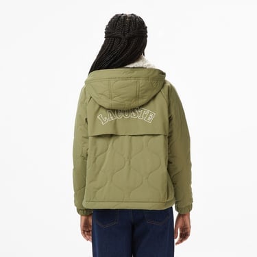  Lacoste Kadın Gömlek Yaka Baskılı Haki Ceket