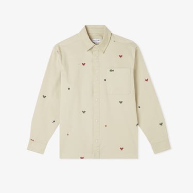  Lacoste Erkek Regular Fit Desenli Bej Gömlek