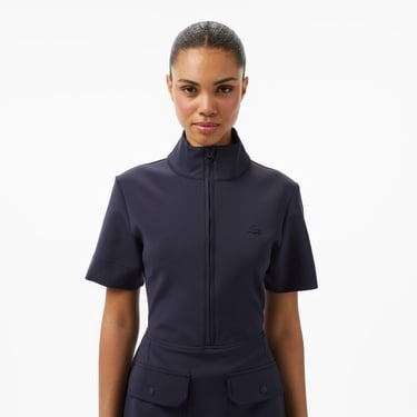  Lacoste Kadın Classic Fit Kısa Kollu Dik Yaka Koyu Mavi Elbise