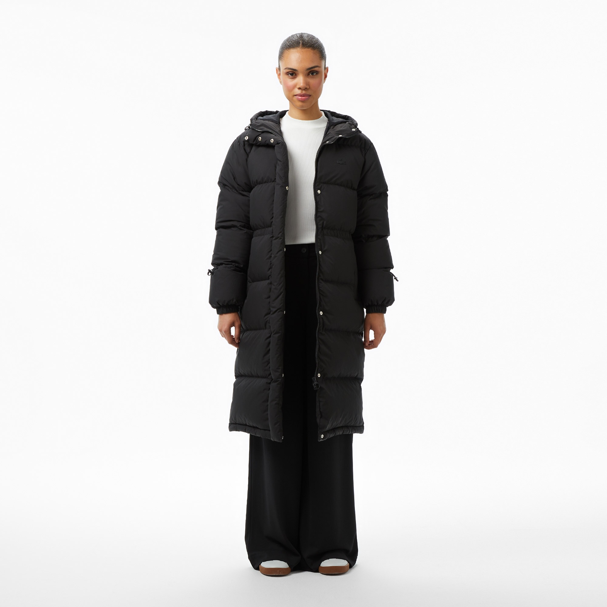 Kadın Kapüşonlu Siyah Mont