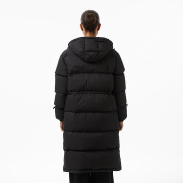  Kadın Kapüşonlu Siyah Mont