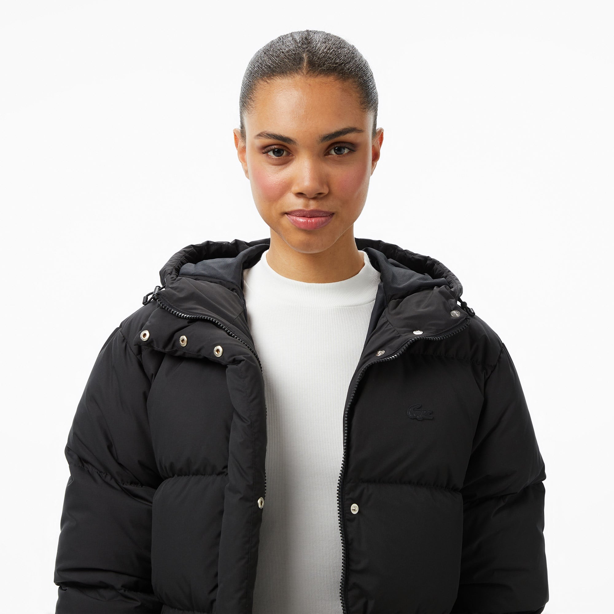 Kadın Kapüşonlu Siyah Mont