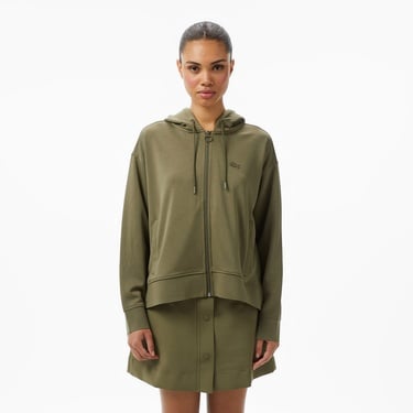  Lacoste Kadın Relaxed Fit Kapüşonlu Haki Sweatshirt