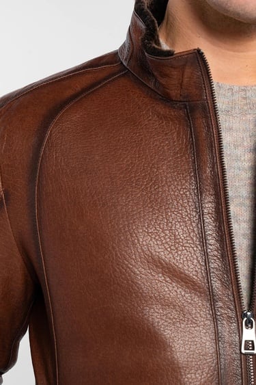  Tamer Tanca Erkek Hakiki Deri Kahverengi Deri Mont