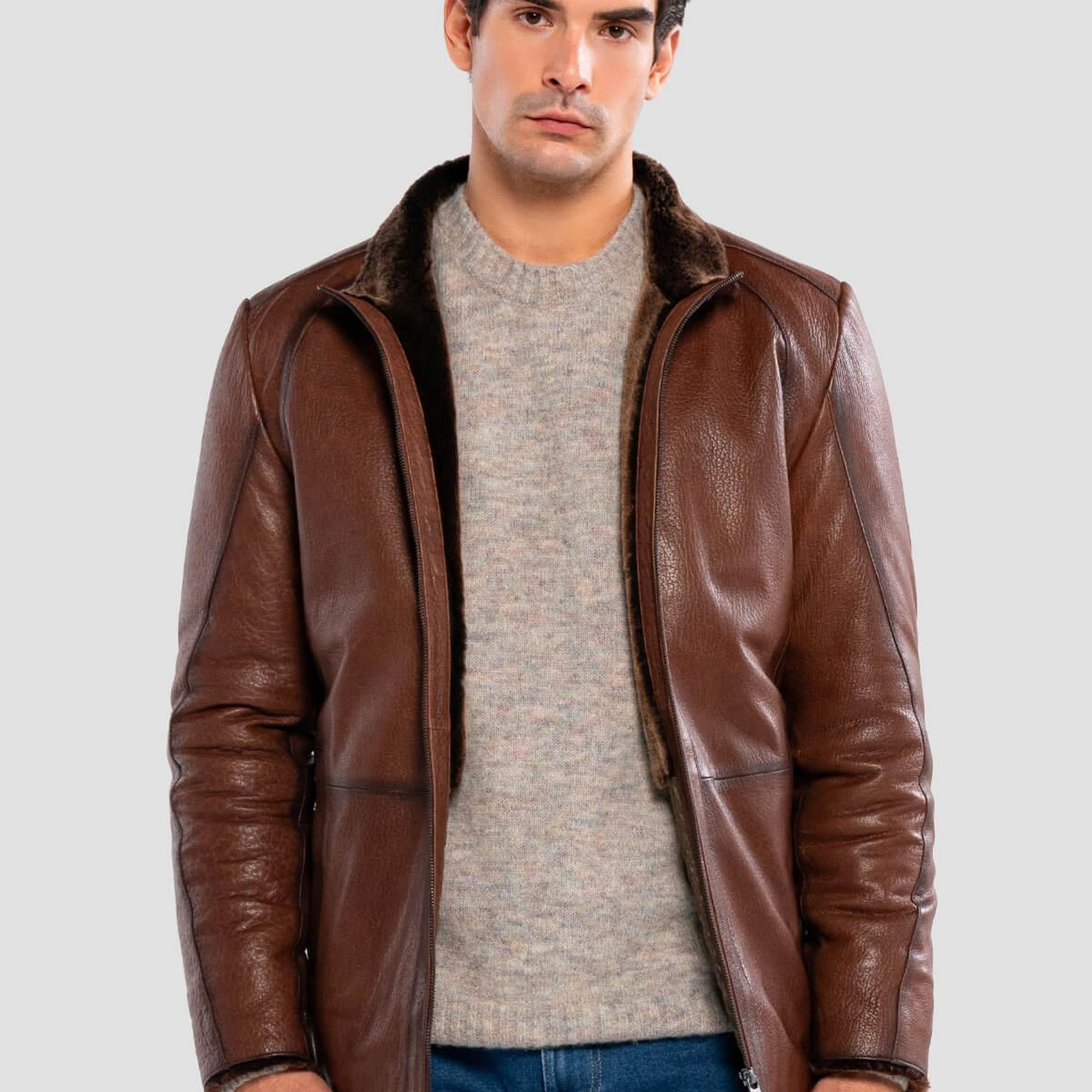 Tamer Tanca Erkek Hakiki Deri Kahverengi Deri Mont