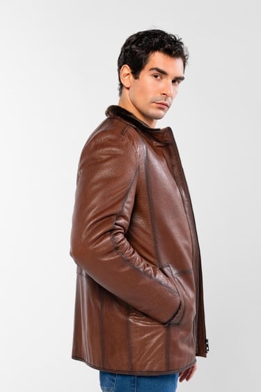  Tamer Tanca Erkek Hakiki Deri Kahverengi Deri Mont