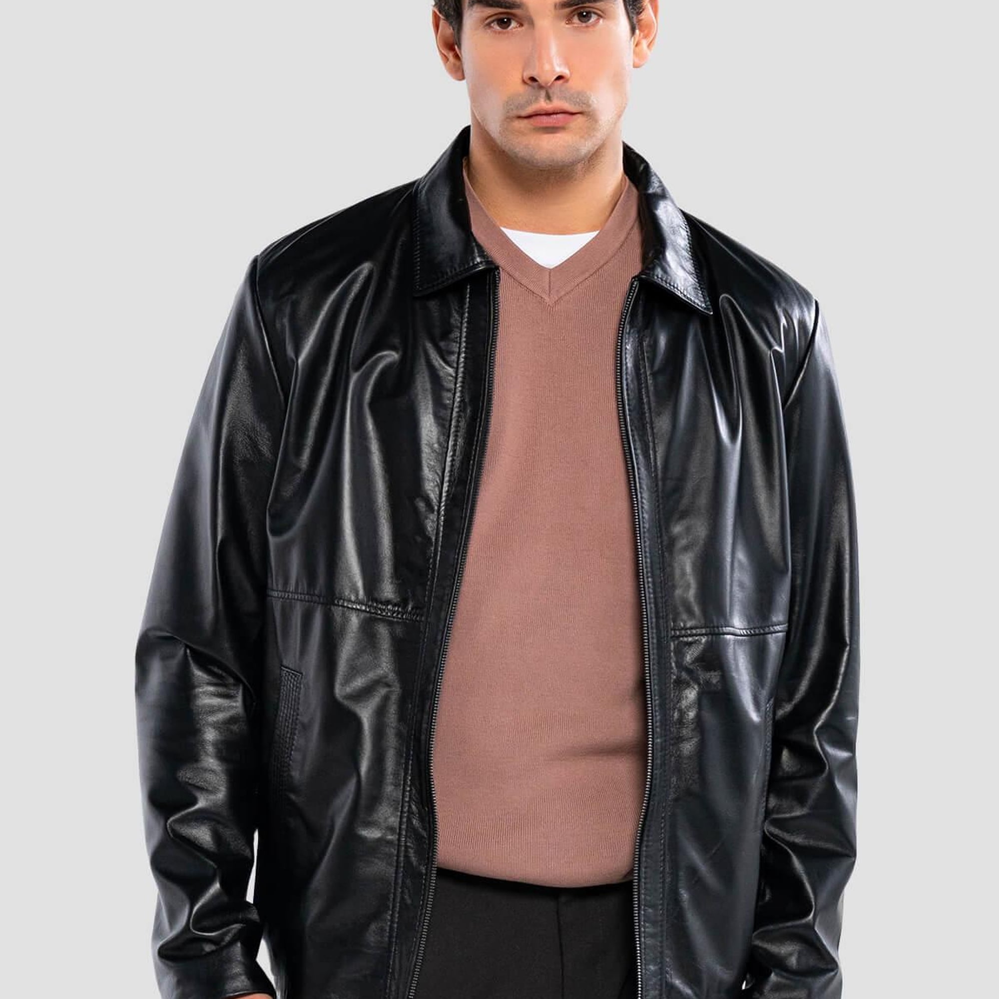 Tamer Tanca Erkek Hakiki Deri Siyah Deri Mont