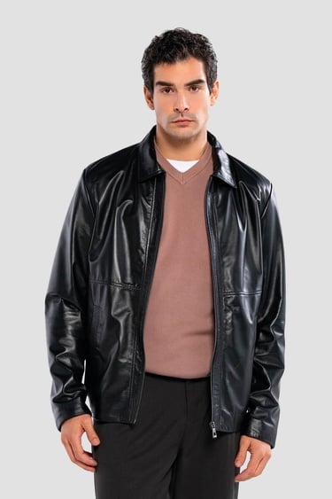  Tamer Tanca Erkek Hakiki Deri Siyah Deri Mont