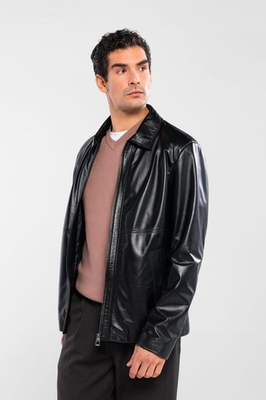  Tamer Tanca Erkek Hakiki Deri Siyah Deri Mont