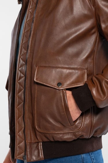  Tamer Tanca Erkek Hakiki Deri Fındık Deri Mont