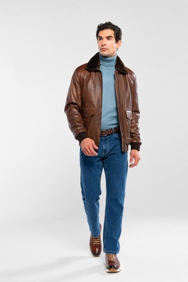  Tamer Tanca Erkek Hakiki Deri Fındık Deri Mont