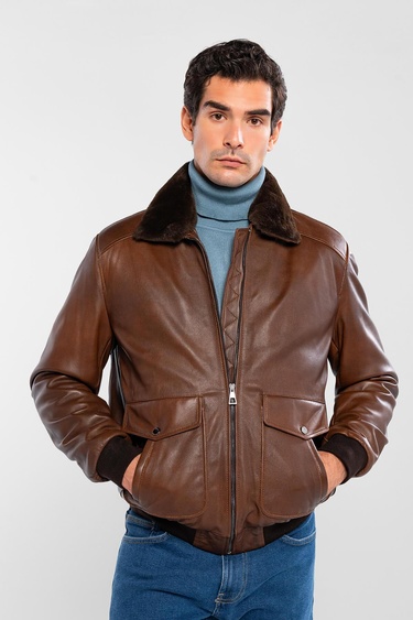  Tamer Tanca Erkek Hakiki Deri Fındık Deri Mont