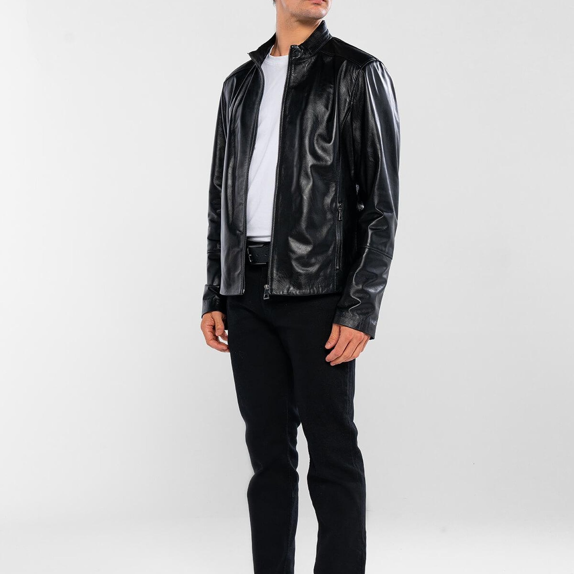 Tamer Tanca Erkek Hakiki Deri Siyah Deri Mont