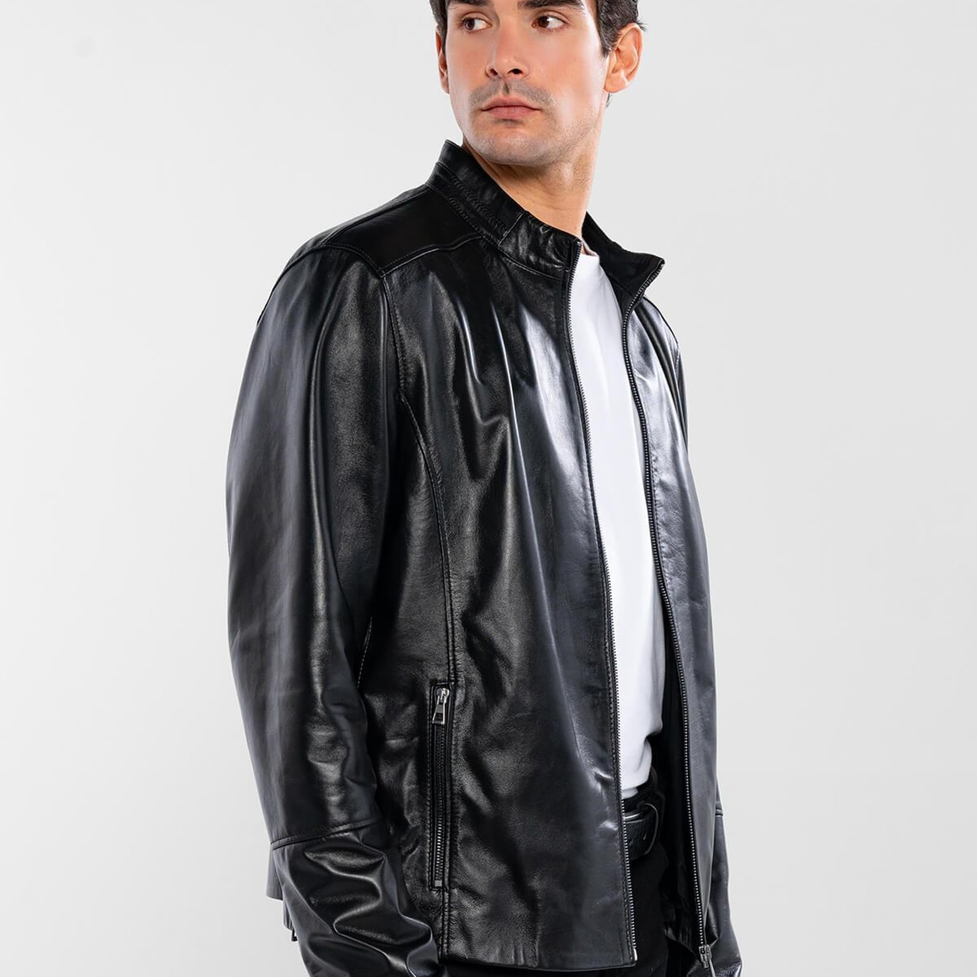 Tamer Tanca Erkek Hakiki Deri Siyah Deri Mont