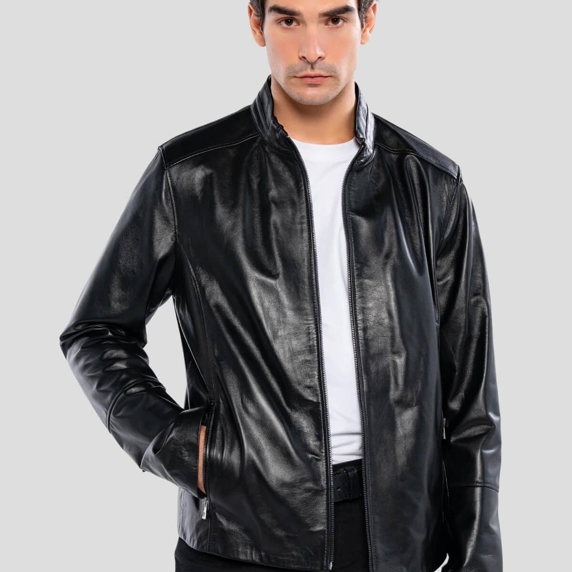 Tamer Tanca Erkek Hakiki Deri Siyah Deri Mont