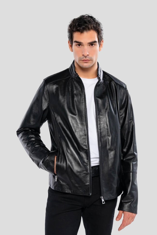  Tamer Tanca Erkek Hakiki Deri Siyah Deri Mont