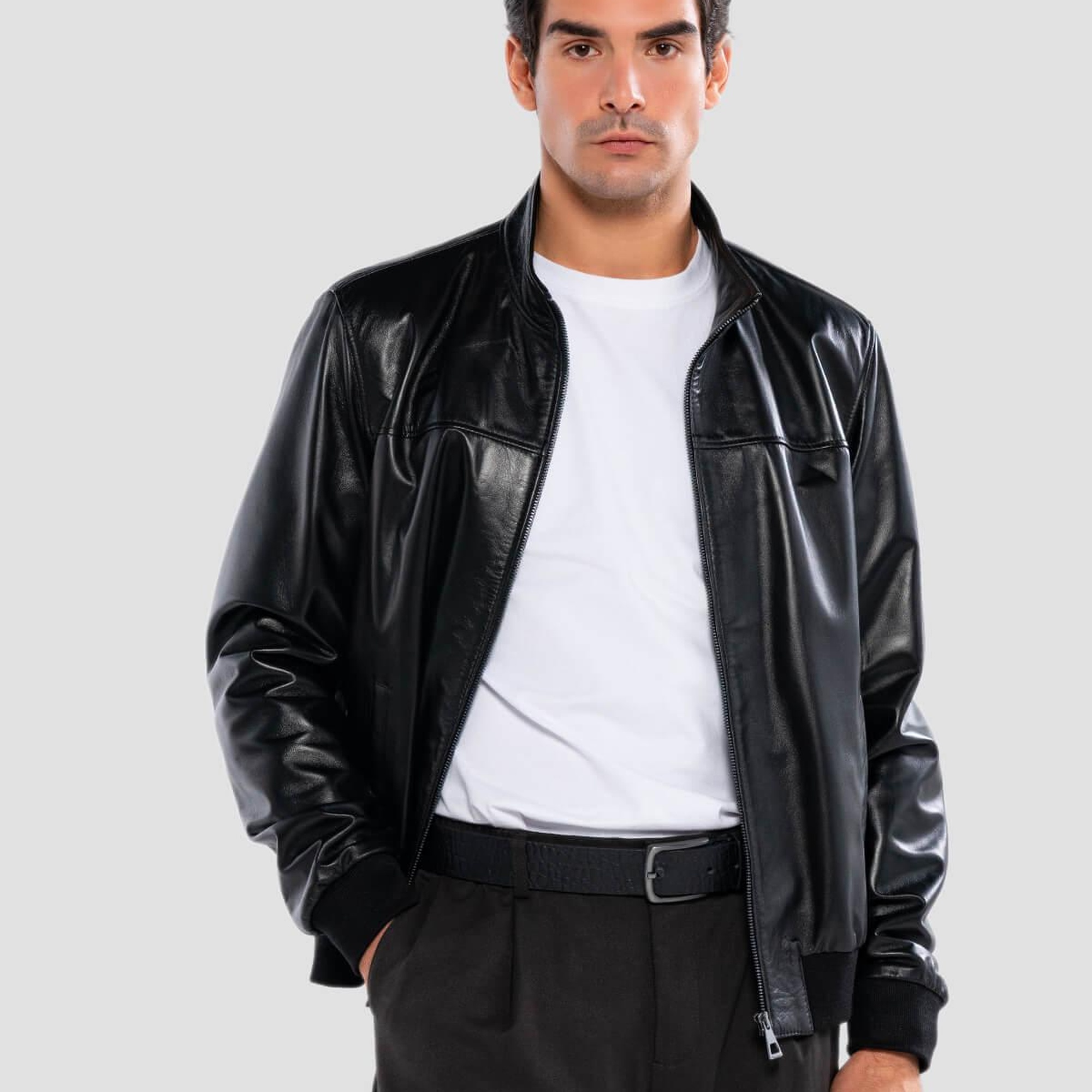 Tamer Tanca Erkek Hakiki Deri Siyah Deri Mont