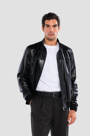  Tamer Tanca Erkek Hakiki Deri Siyah Deri Mont