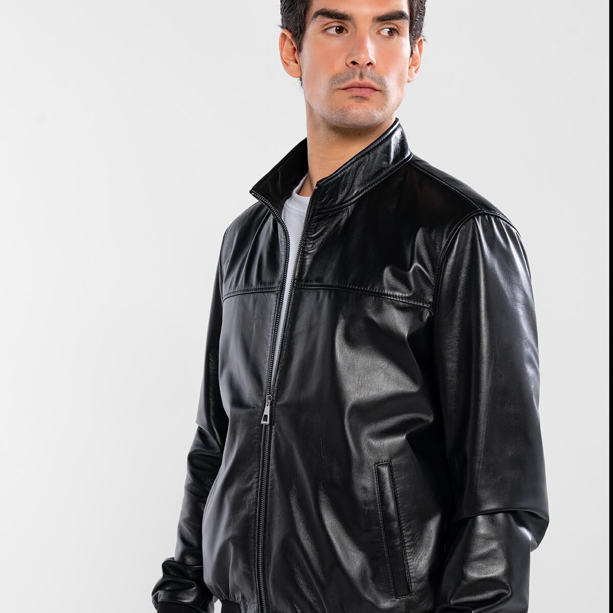 Tamer Tanca Erkek Hakiki Deri Siyah Deri Mont