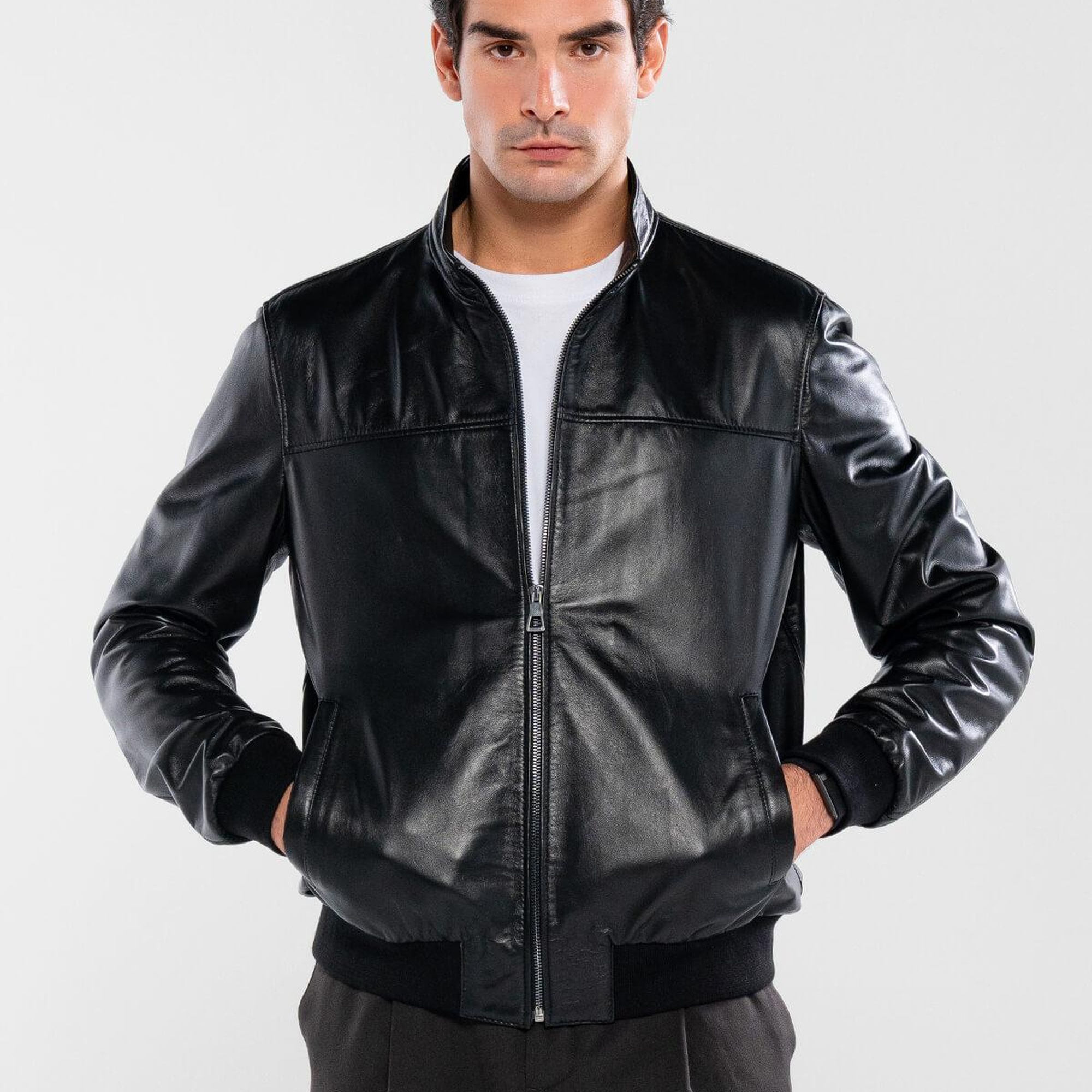 Tamer Tanca Erkek Hakiki Deri Siyah Deri Mont