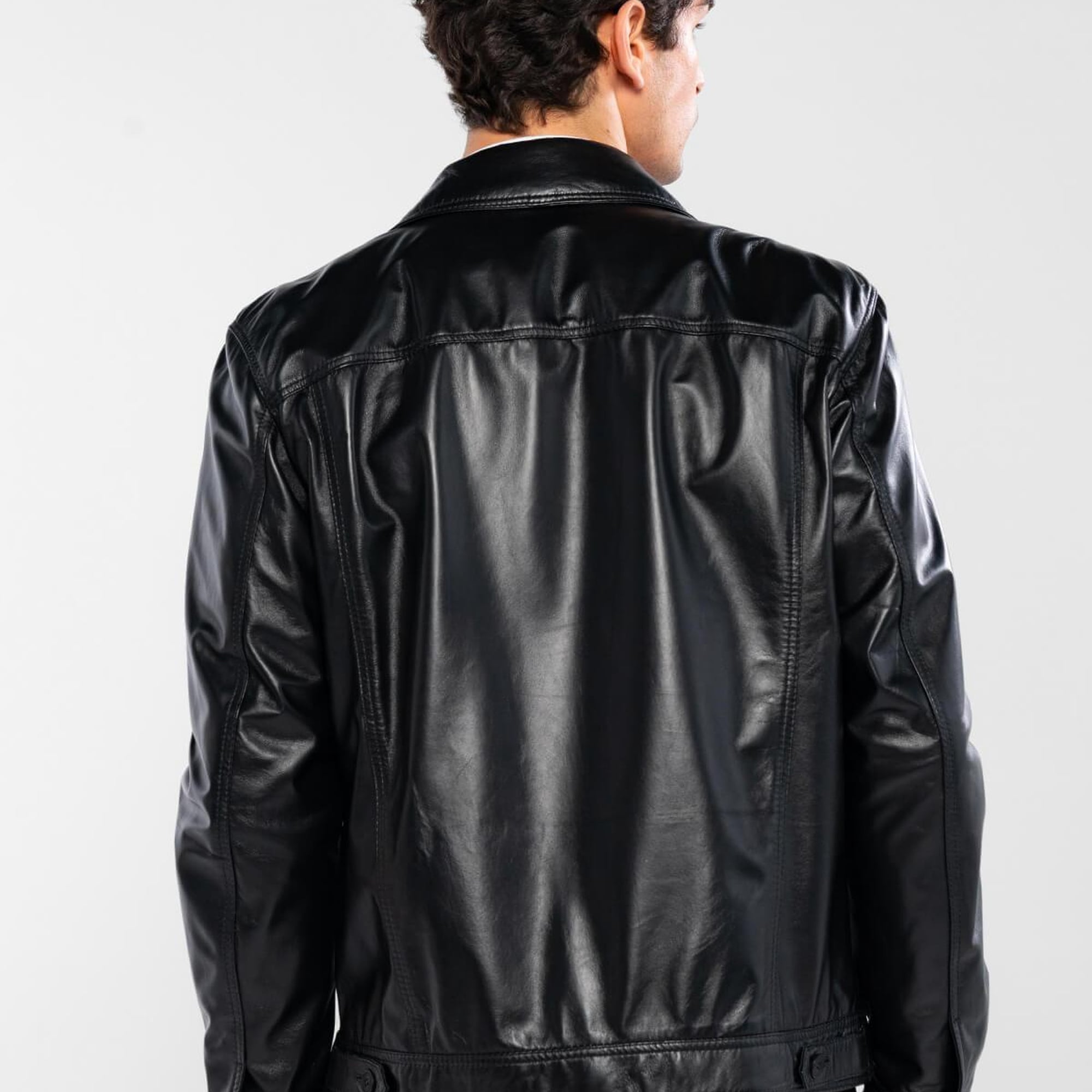 Tamer Tanca Erkek Hakiki Deri Siyah Deri Deri Mont