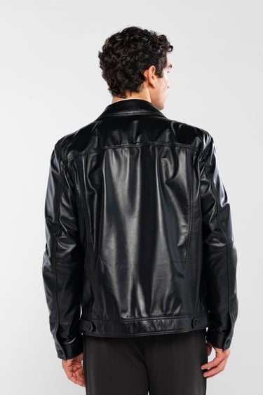  Tamer Tanca Erkek Hakiki Deri Siyah Deri Deri Mont